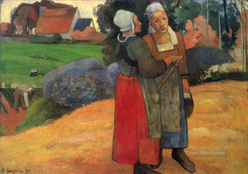  Gauguin Oil Painting - Paysannes bretonnes Breton peasant women Post Impressionism Primitivism Paul Gauguin